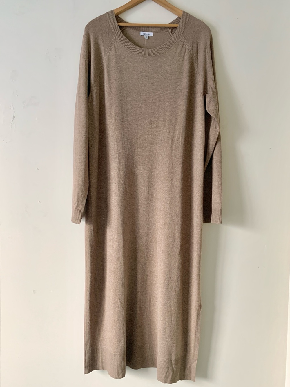 Taupe Long-Sleeve Maxi Sweater Knit Dress Size XL